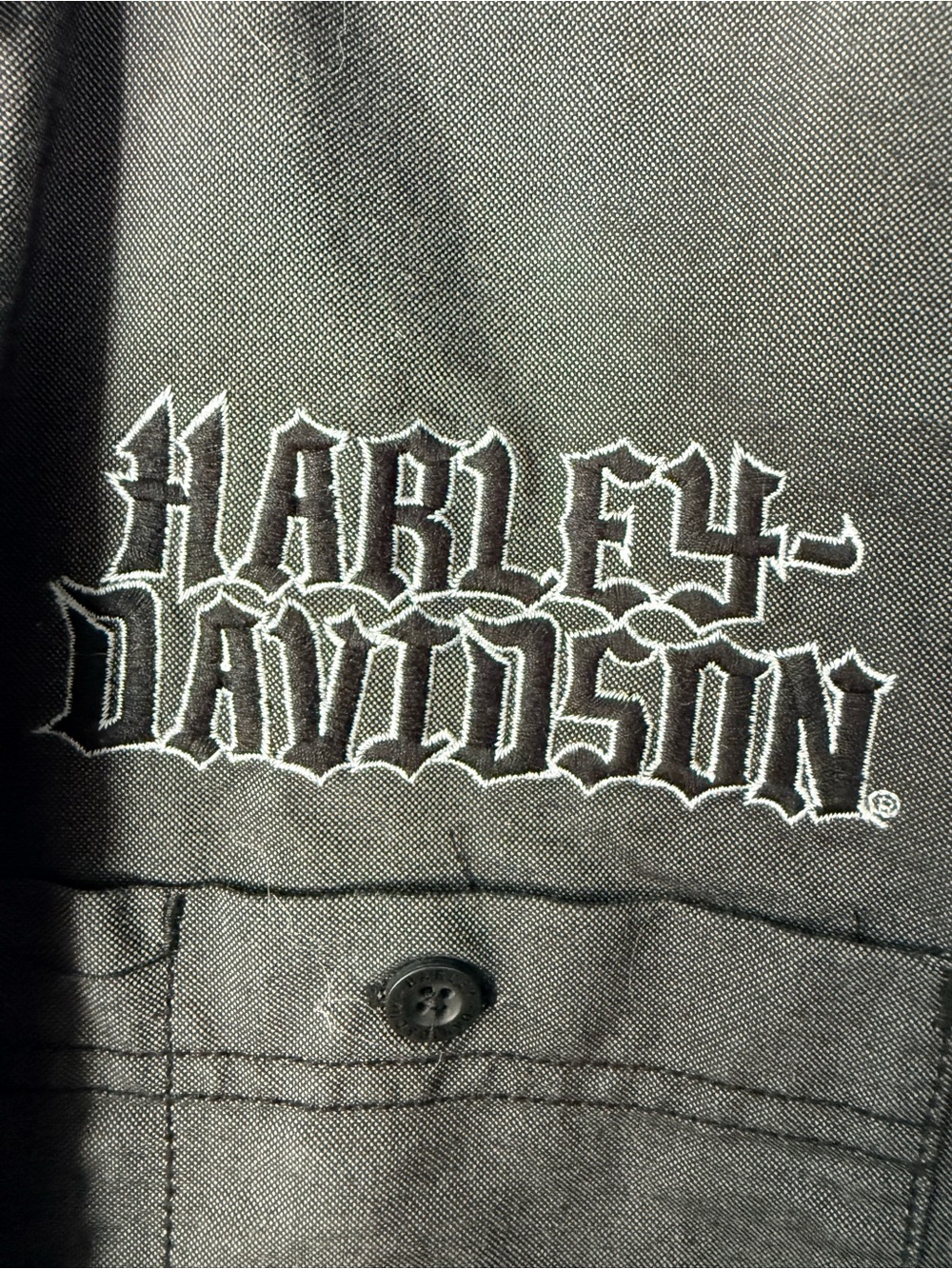 Harley-Davidson Men’s Black Short Sleeve Button-Down Shirt Size Medium - Picture 3 of 4